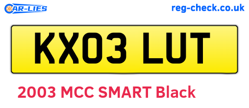 KX03LUT are the vehicle registration plates.
