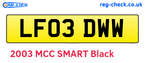 LF03DWW are the vehicle registration plates.