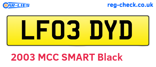 LF03DYD are the vehicle registration plates.