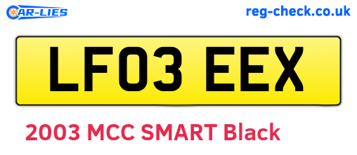 LF03EEX are the vehicle registration plates.