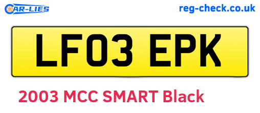 LF03EPK are the vehicle registration plates.