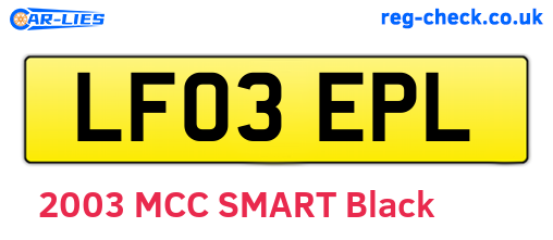 LF03EPL are the vehicle registration plates.