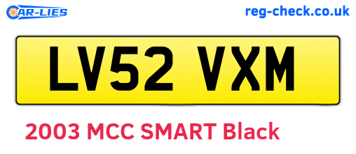 LV52VXM are the vehicle registration plates.