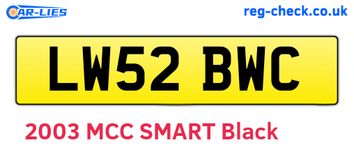 LW52BWC are the vehicle registration plates.