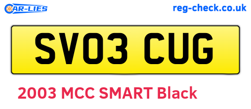 SV03CUG are the vehicle registration plates.