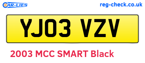 YJ03VZV are the vehicle registration plates.