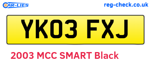 YK03FXJ are the vehicle registration plates.