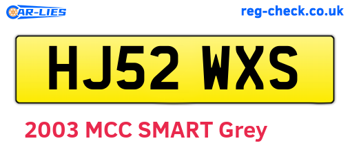 HJ52WXS are the vehicle registration plates.