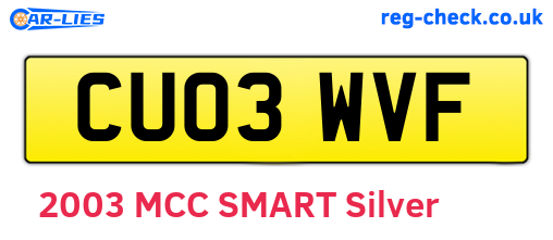 CU03WVF are the vehicle registration plates.