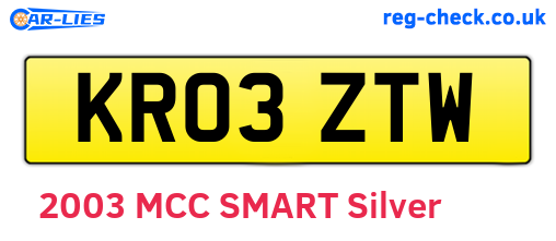 KR03ZTW are the vehicle registration plates.