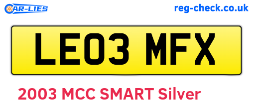 LE03MFX are the vehicle registration plates.