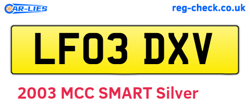LF03DXV are the vehicle registration plates.