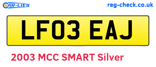LF03EAJ are the vehicle registration plates.