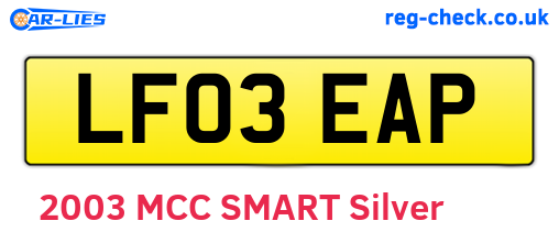 LF03EAP are the vehicle registration plates.