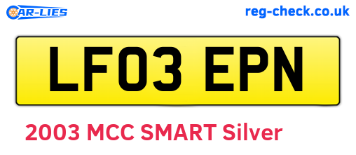 LF03EPN are the vehicle registration plates.
