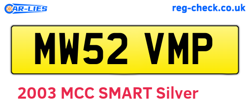 MW52VMP are the vehicle registration plates.