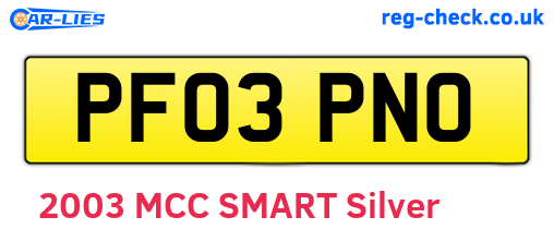 PF03PNO are the vehicle registration plates.