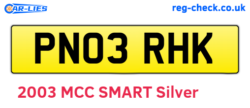 PN03RHK are the vehicle registration plates.