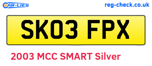 SK03FPX are the vehicle registration plates.