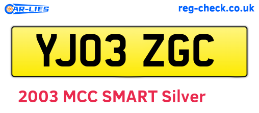 YJ03ZGC are the vehicle registration plates.