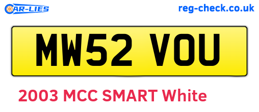 MW52VOU are the vehicle registration plates.