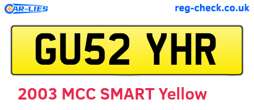 GU52YHR are the vehicle registration plates.