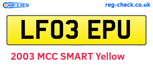 LF03EPU are the vehicle registration plates.