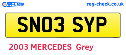 SN03SYP are the vehicle registration plates.