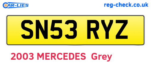 SN53RYZ are the vehicle registration plates.