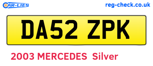 DA52ZPK are the vehicle registration plates.