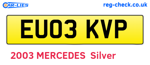 EU03KVP are the vehicle registration plates.