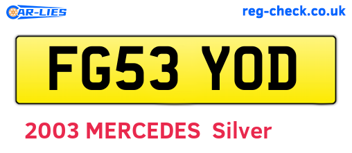 FG53YOD are the vehicle registration plates.