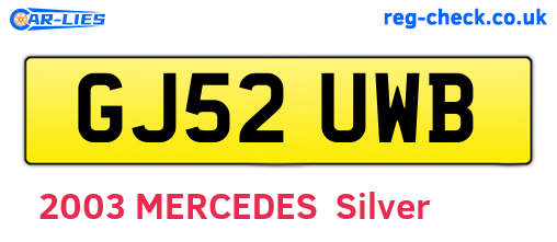 GJ52UWB are the vehicle registration plates.