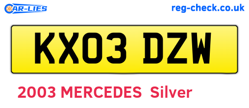 KX03DZW are the vehicle registration plates.