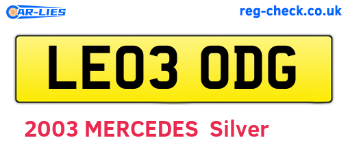 LE03ODG are the vehicle registration plates.