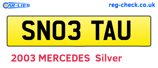 SN03TAU are the vehicle registration plates.