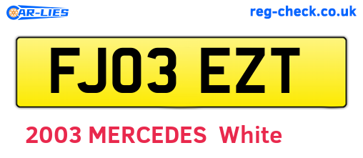 FJ03EZT are the vehicle registration plates.