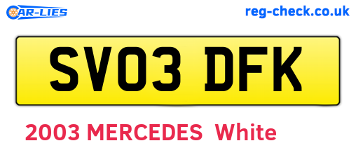 SV03DFK are the vehicle registration plates.