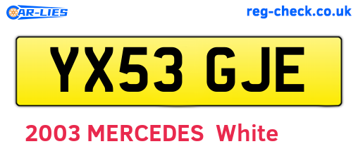 YX53GJE are the vehicle registration plates.