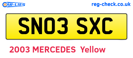 SN03SXC are the vehicle registration plates.