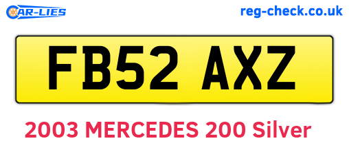 FB52AXZ are the vehicle registration plates.