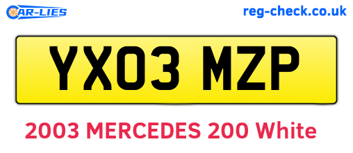 YX03MZP are the vehicle registration plates.