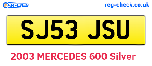 SJ53JSU are the vehicle registration plates.