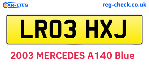 LR03HXJ are the vehicle registration plates.