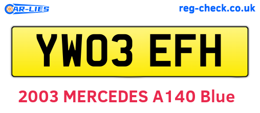 YW03EFH are the vehicle registration plates.
