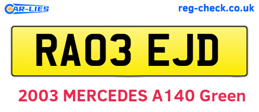 RA03EJD are the vehicle registration plates.