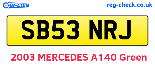 SB53NRJ are the vehicle registration plates.
