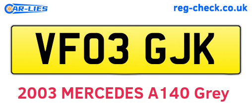 VF03GJK are the vehicle registration plates.