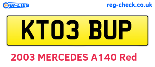 KT03BUP are the vehicle registration plates.