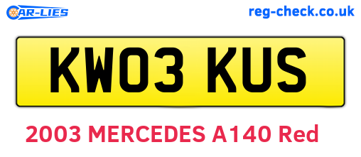 KW03KUS are the vehicle registration plates.